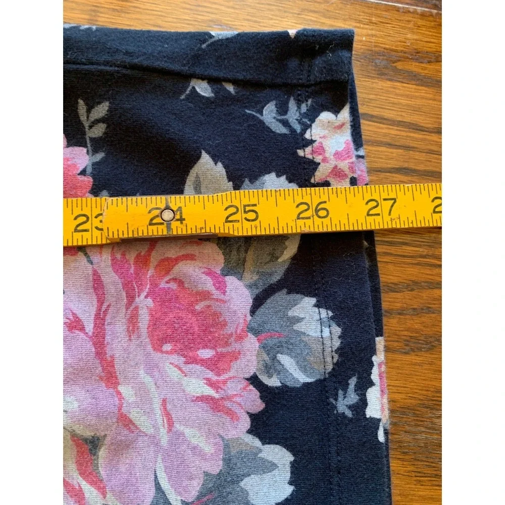 Express Womens Floral Midi Skirt Black Pink Rose Cotton Blend Bodycon Size XS